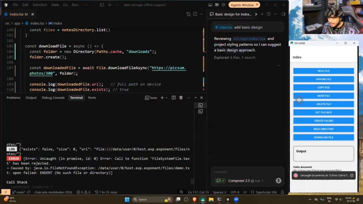 SwyomSanjog's tweet photo. 🚀 Day 8 Mobile App Development📱

Mastered the 4 pillars: 
🔑 AsyncStorage (Settings) 
🗄️ SQLite (Complex data) 
🔒 SecureStorage (Tokens/Auth)
 📂 File System (Media/Images)

Building fast, offline-first apps! 🔥
@surajtwt_ @Hiteshdotcom @nirudhuuu @ChaiCodeHQ 

#MobileAppDev https://t.co/jLk9Iebjwh
