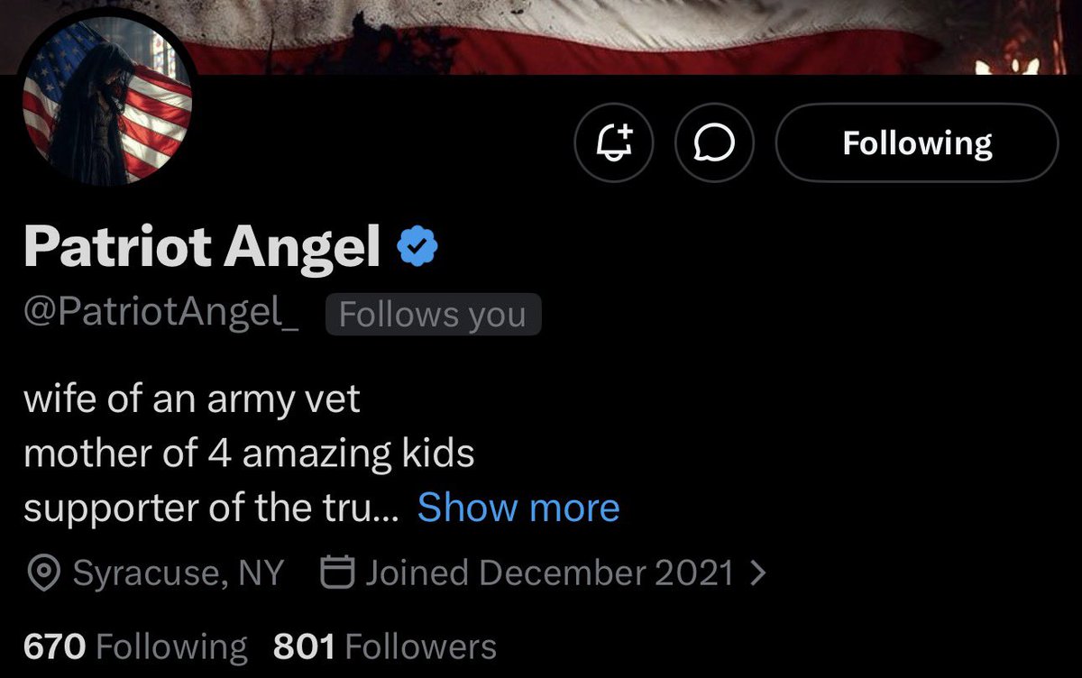 TruthHurtsTKV's tweet photo. Helping out a small account! Let’s boost @patriotangel to 1K https://t.co/JYroJUIegi