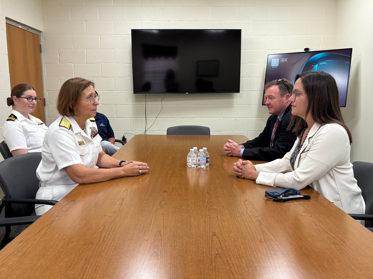 FredCountyExec's tweet photo. It was an honor to meet with Rear Adm. Kimberly Walz, a distinguished Navy leader, to discuss housing affordability, transit, support for seniors, &amp; community partnerships. We also talked about the USA 250th anniversary and her visit to Frederick County’s Veteran Treatment Court. https://t.co/eoJDfO683e