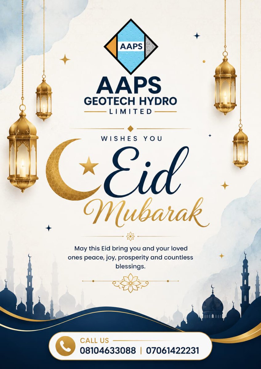 AapsGeotechydro's tweet photo. Eid Mubarak! 🌙🤲

From all of us at AAPS Geotech Hydro Limited, we wish you and your loved ones a blessed and joyful Eid celebration.

May Allah's blessings be with you today and always. 🌿
#AAPSGeotechHydroLimited
#Geotechnicalengineering #Hydrogeological #foundationengineering https://t.co/NeNTQigoyq