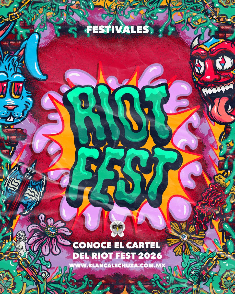 BlancaLechuza's tweet photo. ¡@RiotFest 2026!
🎸- Headliners: @Tool, @twentyonepilots, @piercetheveil, @Alanis, Morrissey, @IggyPop, @ElvisCostello y @PIXIES
📍- Douglass Park, Chicago; Illinois.
🗓- 18-20/09
🎟- https://t.co/k1IJoZPpwk
#RiotFest2026 #RiotFest #RiotFestSucks https://t.co/CLo58fsiJB