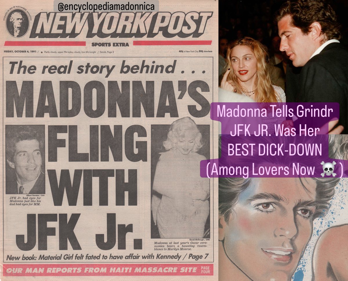 mattrett's tweet photo. In a new Grindr interview, Madonna says JFK Jr. — among dead lovers of the past — was her best "dick-down." https://t.co/q9Qd1R1WkE