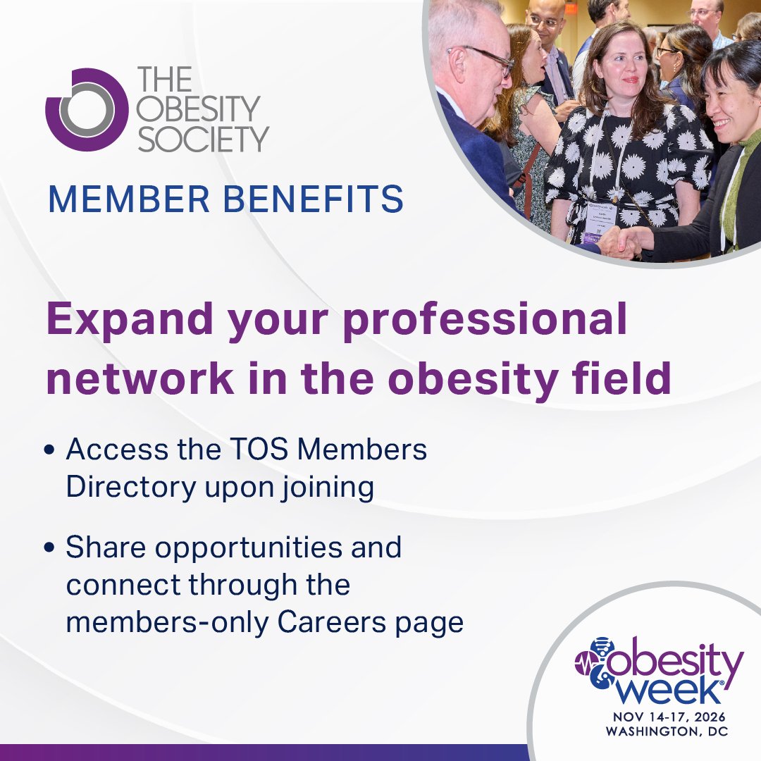 ObesitySociety's tweet photo. Ready for ObesityWeek®? TOS members save on registration and get exclusive access to networking, education, mentorship, and year-round professional benefits.
Not a member yet? Join during registration to unlock savings instantly: https://t.co/Ci5PNtiLoz
#OW2026 #TOSMembership https://t.co/yuv7OTpv9s
