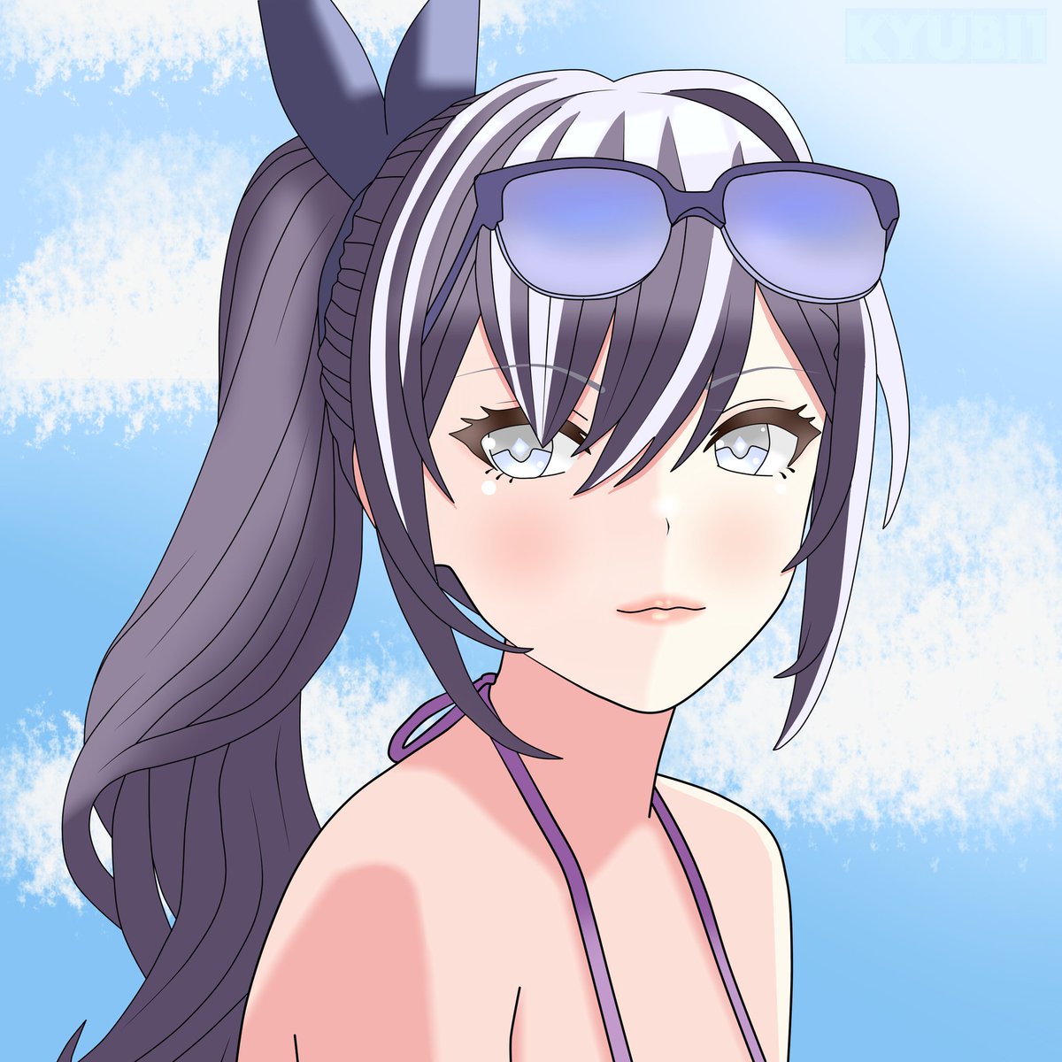 Kyubi110's tweet photo. I saw a very good figure of Silver Wolf from #HSR and I tried to replicate it to learn two things: making glasses and better lips. 
This practice was very good. 

#SilverWolf #DigitalArt #Coloring https://t.co/dw2T0tpzHJ