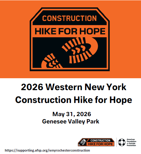 RobexRochester's tweet photo. ROBEX is proud to support the American Foundation for Suicide Prevention and the 2026 Western New York Construction Hike for Hope on May 31, 2026, at 9:00AM. Join us in raising awareness and supporting mental health. 

Register: https://t.co/vN2k9afmU7 https://t.co/CqMaielWbI