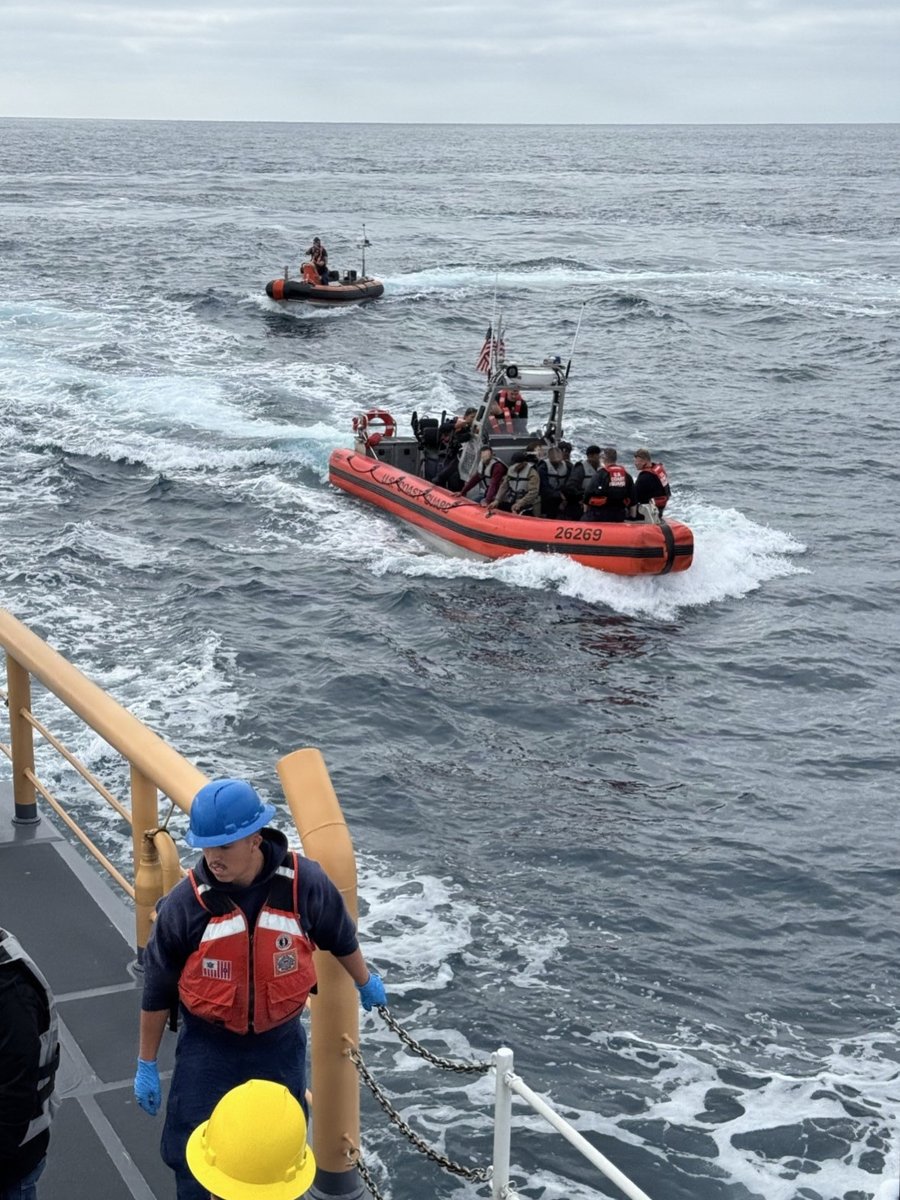 USCG's tweet photo. Locking down 31,000 miles of maritime border. 

Ensuring robust, layered security is what our crews train for. Through relentless vigilance, a boarding team from @USCG Cutter Haddock safely interdicted a suspicious vessel and 10 suspected aliens off San Clemente Island, transferring them to U.S. Border Patrol. 

A vigilant Coast Guard means a safer nation. 

Read more: https://t.co/dLPaNabLGX