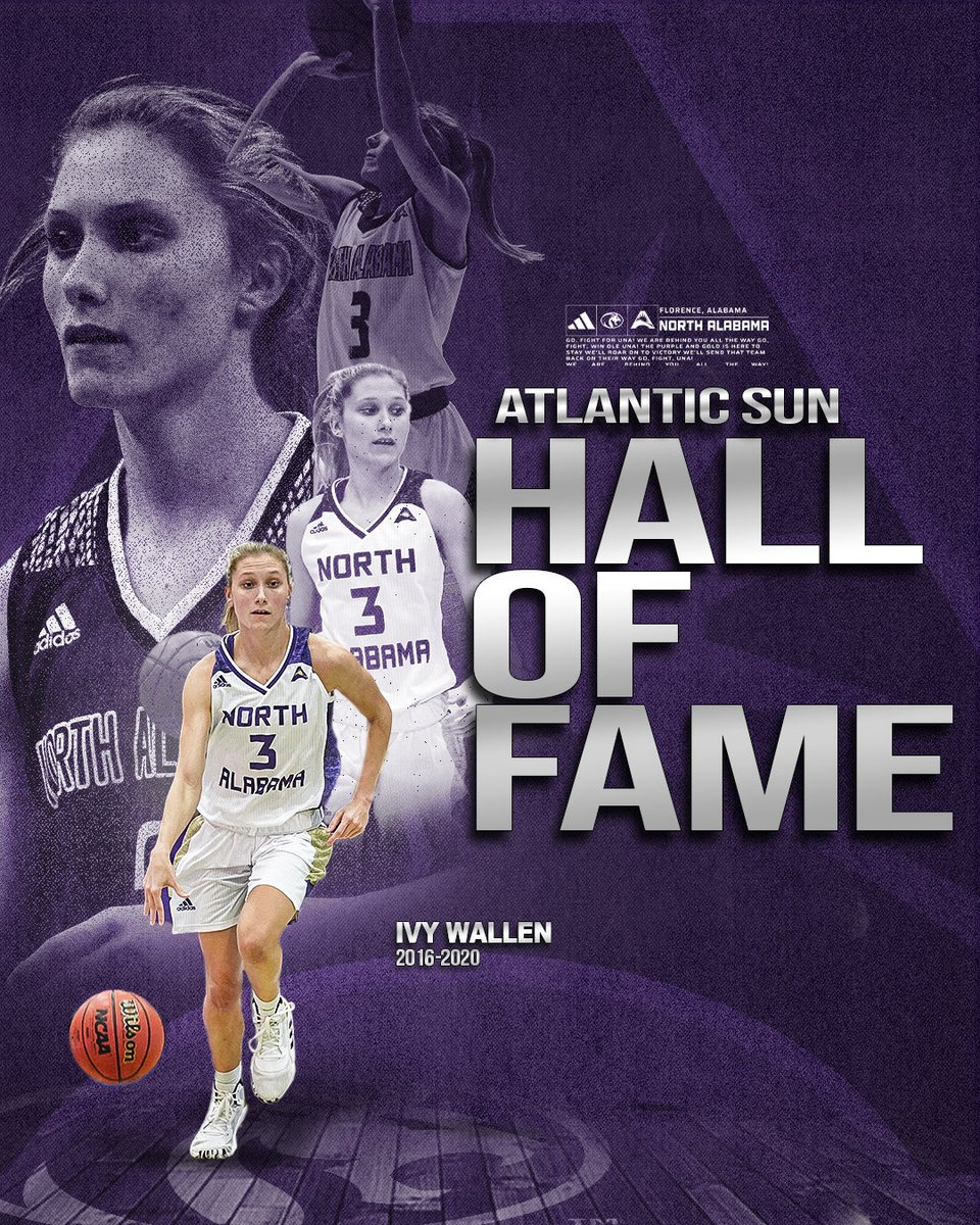UNAAthletics's tweet photo. A momumental day for North Alabama 👏

Tune in tonight at 6 p.m. CT as former @UNAwbb standout Ivy Wallen Murks is officially inducted into the Atlantic Sun Conference Hall of Fame!

Ivy is the ASUN's first-ever inductee from UNA!

Watch: https://t.co/in2uSSiLE7 https://t.co/WKbNkP7uV9