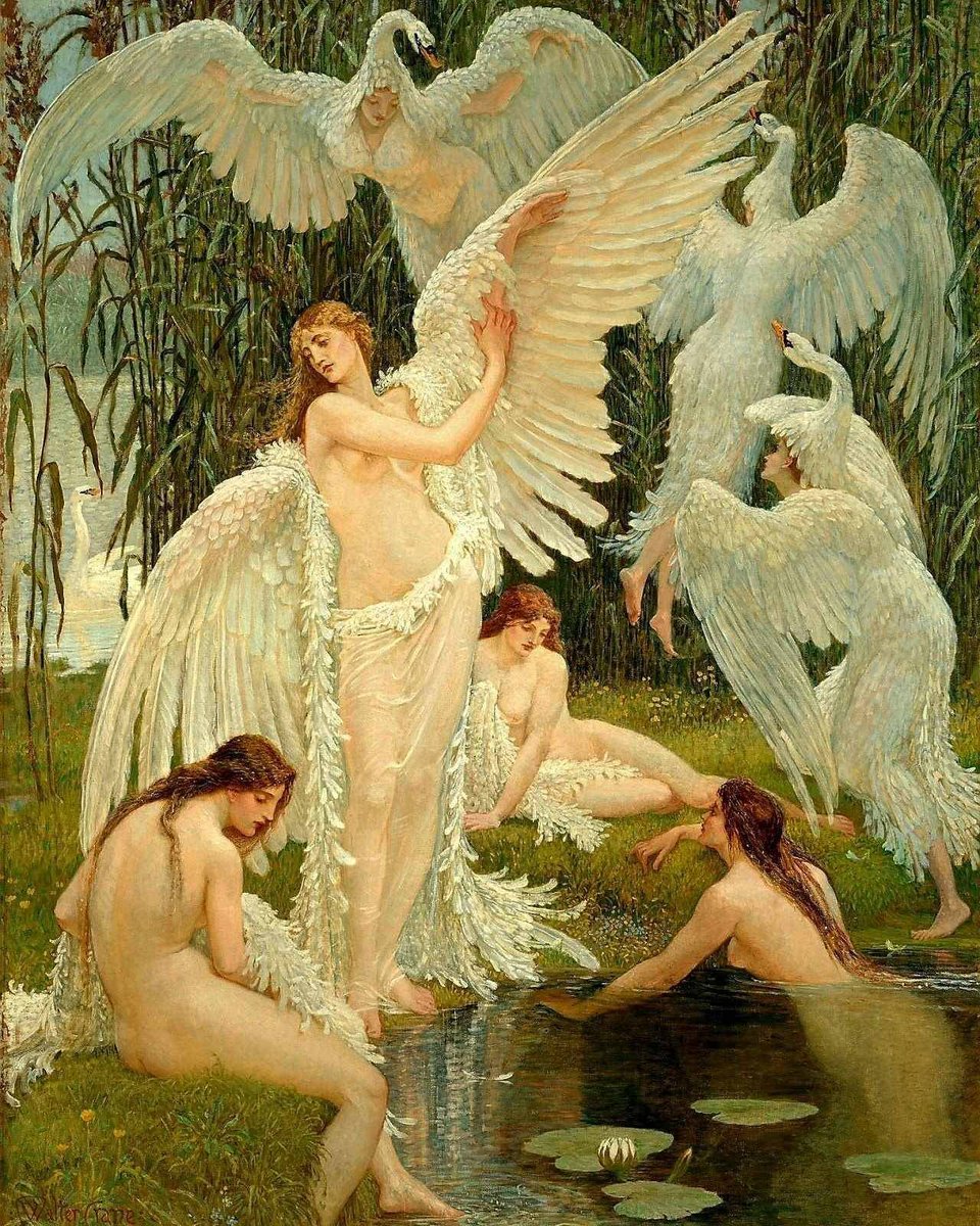_ArtMuseum's tweet photo. The Swan Maidens, by Walter Crane (1894) https://t.co/hwEQvczIBF