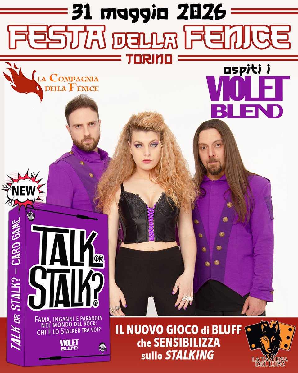 VioletBlend's tweet photo. || @VioletBlend e @talkorstalkgame a La Festa della Fenice 2026 a Torino! 🐦‍🔥

📅 Il 31 Maggio 2026
🎫 INGRESSO GRATUITO 
📍 Via Martino Anglesio 25, Torino
🕞 Dalle 10 alle 19 
🔗 Info al Link in Bio // Tour || https://t.co/rCCv1AQ9AQ