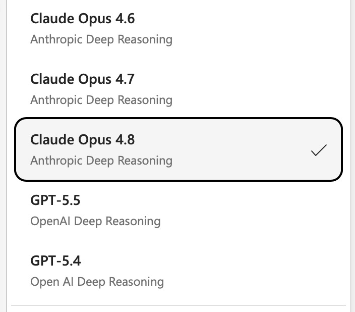 DerekJohnsonSV's tweet photo. We're rolling out Opus 4.8 in Copilot for PowerPoint now, joining other world-class models to best serve your needs in PowerPoint. Give it a try and let us know what you think! https://t.co/Snu4SSqZyU