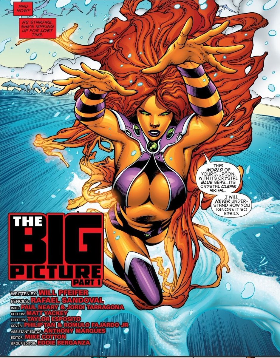 JTWonderdome's tweet photo. Starfire is one of the most iconic DC woman characters, actually she is one of she top 5 DC iocinc woman characters. Kori is everything to me and everyone. She is strong, brave, smart, funny, and our pansexual queen https://t.co/h9CDGEwhJi