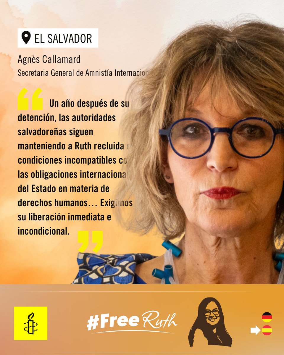 AI_El_Salvador's tweet photo. Amnesty International weist darauf hin, dass #ElSalvador die internationalen Menschenrechtsverpflichtungen bei der Inhaftierung von Ruth López nicht einhält. Wir fordern ➡️ sofortige und bedingungslose Freilassung ➡️ Einhaltung rechtsstaatlicher Prinzipien. #LibertadParaRuth https://t.co/LPdL8NUqUD