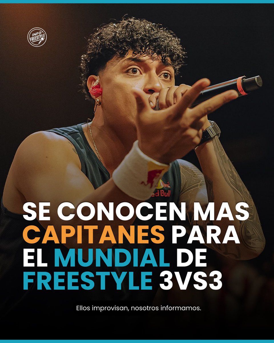 InfoFreestyle2's tweet photo. ¡Los CAPITANES del MUNDIAL de FMS! 🫡

Urban Roosters confirmó a 7️⃣ capitanes más para la Freestyle World Cup 3vs3. 🔽

- VALLES-T: Colombia 🇨🇴 
- ⁠KG: Perú 🇵🇪 
- ÉXODO LIRICAL: Rep. Dominicana 🇩🇴
- SNK: Costa Rica 🇨🇷
- DARCH: Paraguay 🇵🇾 
- PSEUDOCODIGO: Nicaragua 🇳🇮 
- ARMAMENTE: Bolivia 🇧🇴 

Próximamente mas información sobre los demás capitanes mundialistas. ⏳