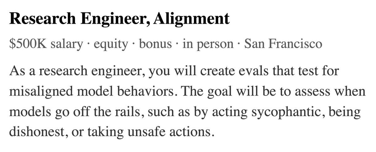 MechanizeWork's tweet photo. We are seeking research engineers who will build evals that test for misaligned model behavior. https://t.co/uz2cy8itGB