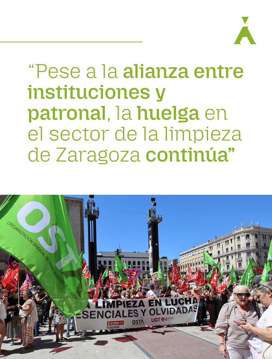 OSTAsindicato's tweet photo. Tercer día de Huelga en la limpieza y la misma está siendo un éxito a pesar de tener en contra a la administración incluyendo en especial al @zaragoza_es y a @ChuecaNatalia y a la patronal.

✊✊No pararemos hasta tener un convenio digno!! https://t.co/sfkvzaMW9X