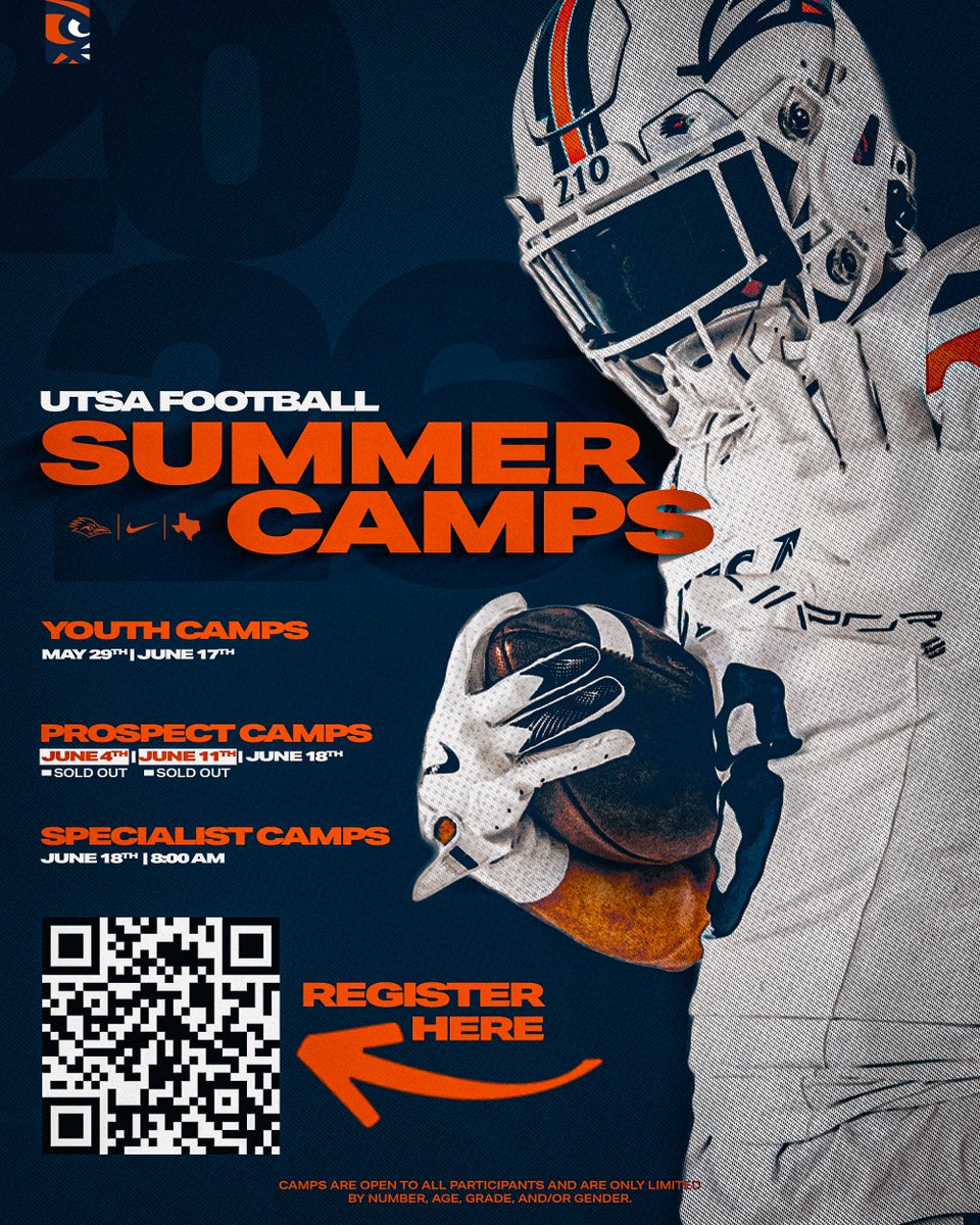 UTSAFTBL's tweet photo. Our June 11 camp is now sold out 🔥

Don’t miss your chance: https://t.co/Odrd4GT9Fk

#210TriangleOfToughness | #BirdsUp https://t.co/88F9iDyl1g