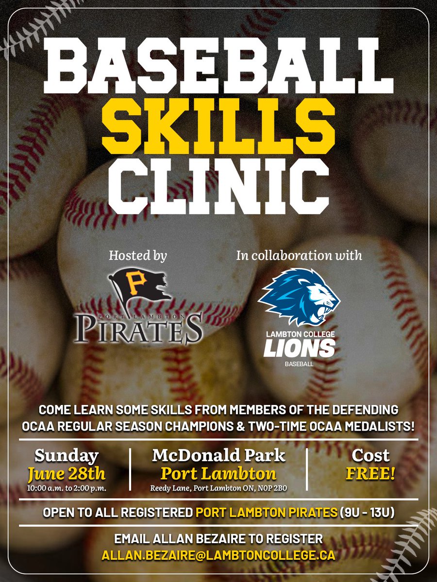 AlBezaireLC's tweet photo. FREE CLINIC for our friends with the Port Lambton Pirates 9U-13U ! https://t.co/F0qEvnsuc6
