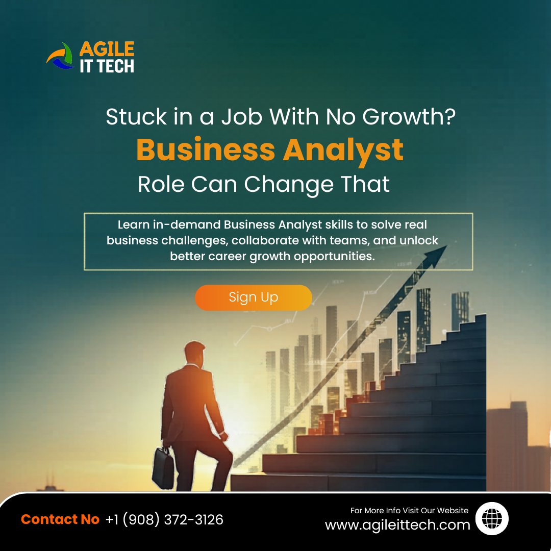 agileittech's tweet photo. 𝐒𝐭𝐮𝐜𝐤 𝐢𝐧 𝐚 𝐉𝐨𝐛 𝐖𝐢𝐭𝐡 𝐍𝐨 𝐆𝐫𝐨𝐰𝐭𝐡?
Business Analyst  Role Can Change That
Learn in-demand Business Analyst skills to solve real business challenges, collaborate with teams, and unlock better career
#BusinessAnalyst #CareerGrowth  #Agile #ITTraining # #EnrollNow https://t.co/CNG1PHdnD6