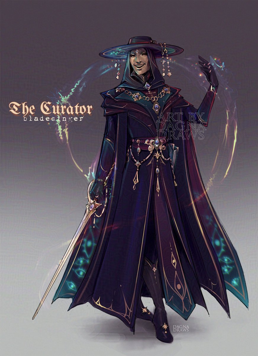 DagnaDraws's tweet photo. The Curator 🎭✨

| Character I played in a oneshot.

#dnd #dndart #dndcharacter https://t.co/fIjmOU0LWh