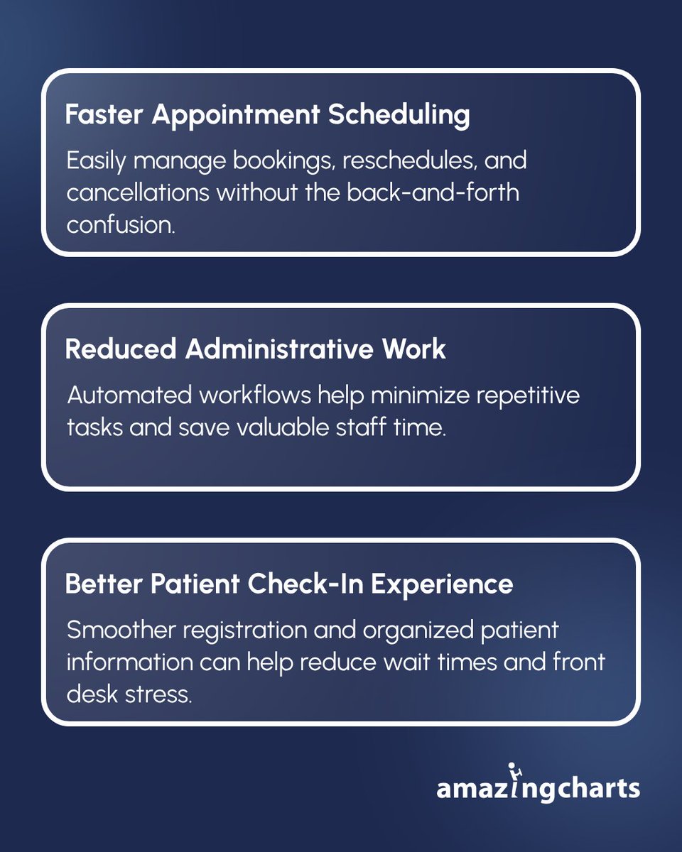 AmazingCharts's tweet photo. Practice management should make your day easier, not more complicated.

From scheduling and billing to patient communication and reporting, the right tools can help your team stay efficient and organized.

Learn More: https://t.co/slvPgUBj4c

#PracticeManagement #AmazingCharts https://t.co/WnVc972PYh