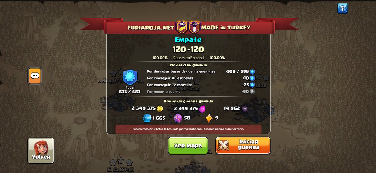 FuriaRojaNet's tweet photo. La suerte nos dio la oportunidad de cruce en war con otro clan leyenda entre las leyendas. Made in Turkey, clanazo historico también. Un placer que pocos entienden. 📛📛📛 https://t.co/Mm4UPJ8Qr3