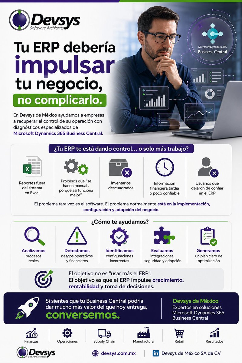 jacostadevsys's tweet photo. Si sientes que tu Business Central podría dar mucho más valor del que hoy entrega, conversemos.
#BusinessCentral #MicrosoftDynamics365 #ERP #TransformacionDigital #Finanzas #Operaciones #SupplyChain #Manufactura #Retail #Devsys #ConsultoriaERP https://t.co/xNullH31Tf