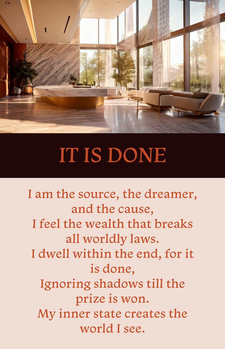 MichelBaise's tweet photo. Wealth is a state of mind, not a balance in the bank. 🪙 Step into the reality where your abundance is already a fact. Feel it, assume it, and watch the world conform. ✨ It is done. 🏛️

#NevilleGoddard #LawOfAssumption #ManifestWealth #InnerCause #AbundanceMindset #ItIsDone https://t.co/KQ5UOZUbbw