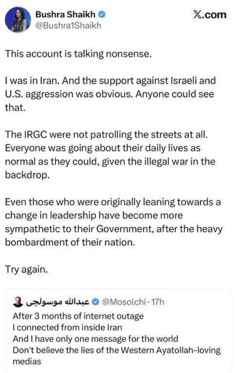 NiohBerg's tweet photo. Infamous Yookay pakistani bitch Bushrat Shaikh is mad because real Iranians are back online to debunk her bullshit and propaganda.

Reminder that during the blackout, she went on a near month long gaslighting tour with internet privileges to lie about my homeland.

Filth. https://t.co/PmjlIf2uyG