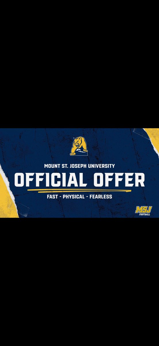 peytonday123's tweet photo. After a great conversation with @CoachHug9 I am extremely blessed to announce that I have received my 2nd offer to play college football. This one coming from Mount Saint Joseph University! @CoachNOsborne @Western12thman https://t.co/W5CSCiDmE7