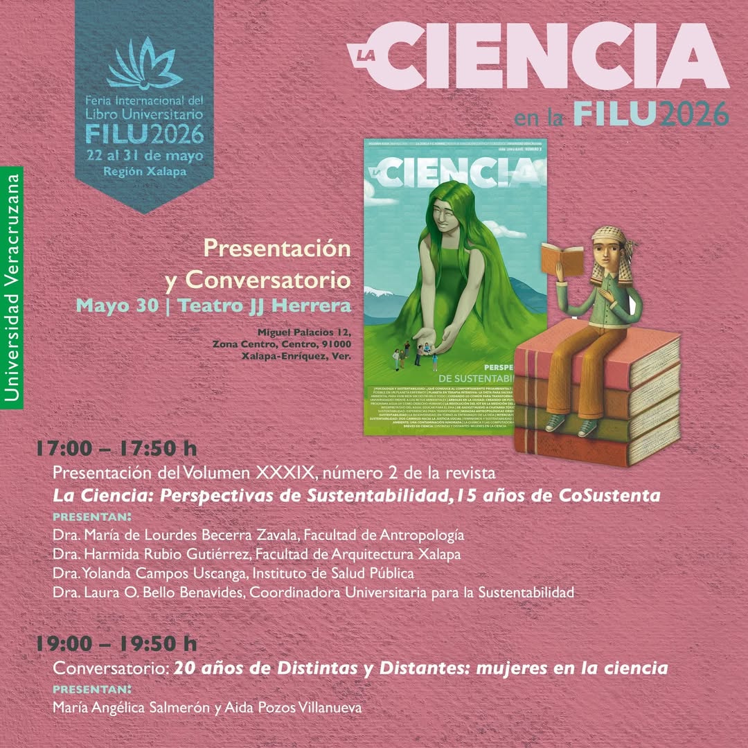 CienciaUV's tweet photo. 📚 Invitación
Entrega del Premio Ciencia UV 2026 a Miguel García Guerrero y al FestiXal de los Anfibios 
Presentación de La Ciencia: Perspectivas de Sustentabilidad.
👩‍🔬 Conversatorio: 20 años de Distintas y Distantes: mujeres en la ciencia
📍30 de may
🎟️ Entrada libre
¡Habrá 📗s! https://t.co/veT0M3yYet