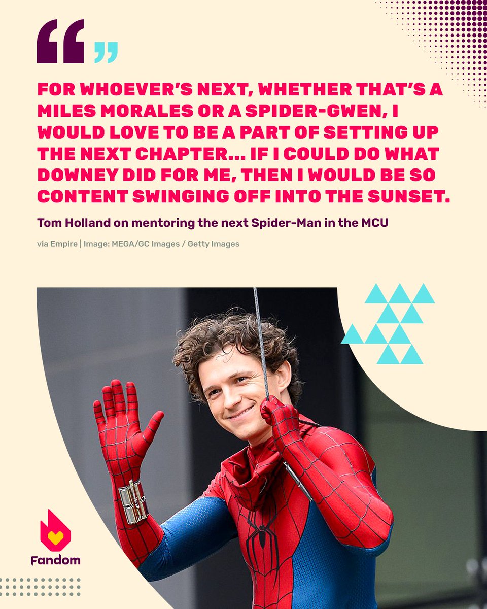 getFANDOM's tweet photo. Tom Holland says he wants to be a mentor to the next person to fill Spider-Man's shoes in the MCU 🕷️🕸️ https://t.co/hqLOs527Ky