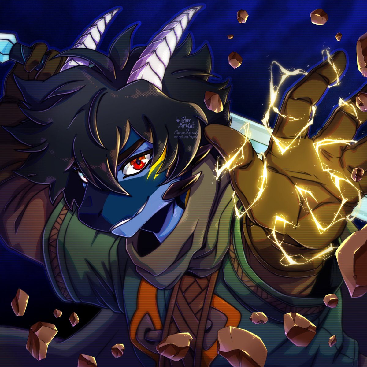 StarBrightFur's tweet photo. 💙Icon Comm❤️💛 from 🦋 [the bluest of skies!] Be amazed by how cool this person's OC is ✨️ (also be amazed by my improvement in rendering powers yayy) https://t.co/Kr7VRBxsQD