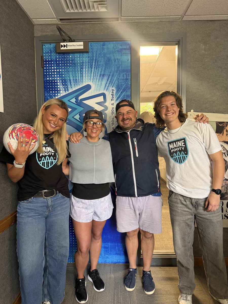 townsquaremedia's tweet photo. SPOTTED: Women’s sports continue to surge in popularity across Maine, so it was a big honor for Lizzy and Chris from @949WHOM to welcome Emma and Grace from Maine Footy into the Portland studio this morning. ⚽🥅 https://t.co/RpVdVsW1oq
