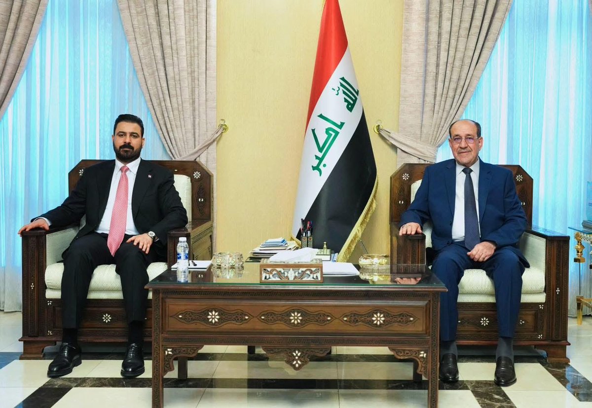 zoomnewskrd's tweet photo. Iraqi Prime Minister Ali al-Zaidi met on Thursday with the head of the State of Law Coalition, Nouri al-Maliki, stressing the importance of unifying the efforts of national forces to complete the formation of the government and enable it to implement its program and development plans in a way that fulfills the aspirations of the Iraqi people - statement 

📸: PM office