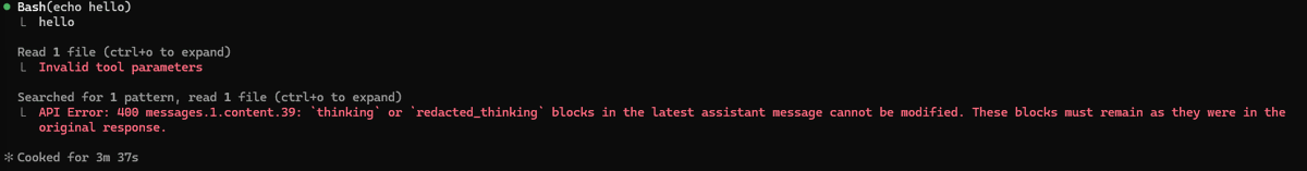 FixTheExchange's tweet photo. Working on stuff in Claude Code without issue. Start a new session and "SURPRISE! Opus 4.8!".  Cool, except every prompt results in this API Error. Completely unusable. https://t.co/Qkxt1QY3Oe