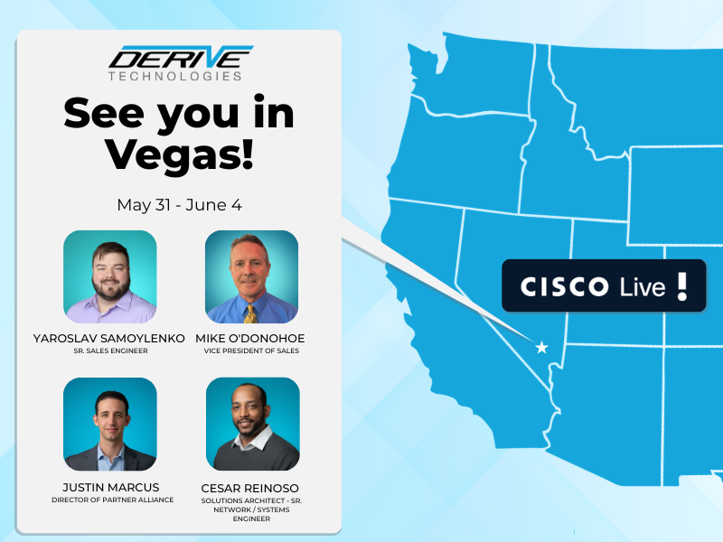 DeriveTech's tweet photo. 🎰 Vegas bound! Yaro, Justin, Mike, and Cesar will be at #CiscoLive2026. 

May 31–June 4 at Mandalay Bay. See you there! https://t.co/StnpRPobq4