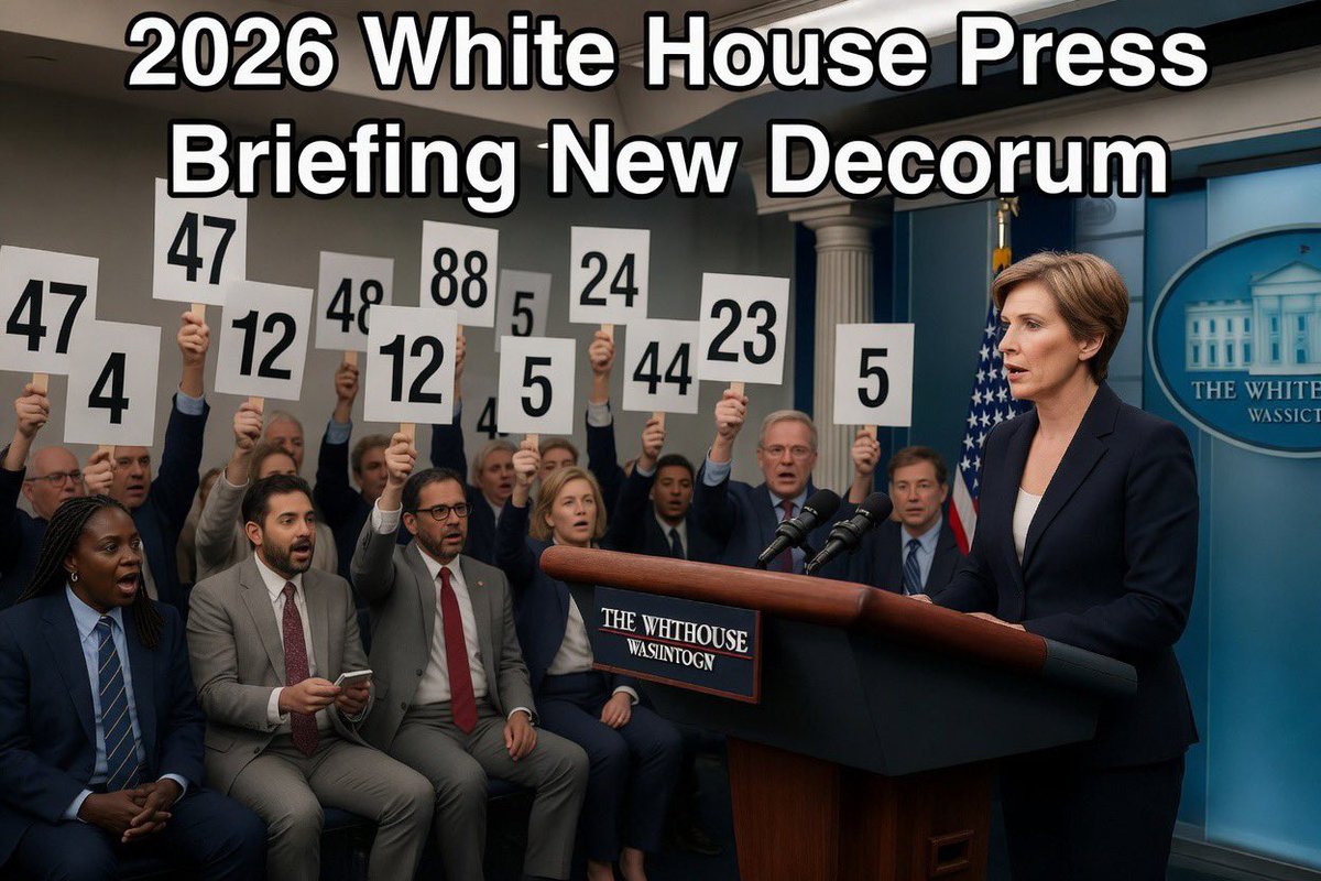 TaraHaines's tweet photo. @PressSec should have left auction paddles for everyone while on leave. Then @SecScottBessent and @SecRubio could just call on the CALM, QUIET and patiently waiting news media so we the people could actually hear what was being discussed! #Grok #AIPhoto https://t.co/zVJQ62NU9h