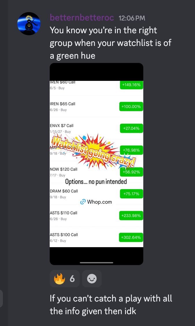 WallStreetFlows's tweet photo. Members banking off alerts in the group every day every week!! 

Link in bio 

$iren $envx $dram $asts $mrvl $snow https://t.co/RIiuqm5Ku5