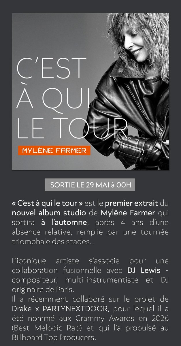 _Ludoisback's tweet photo. Communiqué radio parlant de la collaboration Mylène Farmer X DJ Lewis dont la sortie est prévue ce vendredi minuit. https://t.co/RC2ZQzjBfy