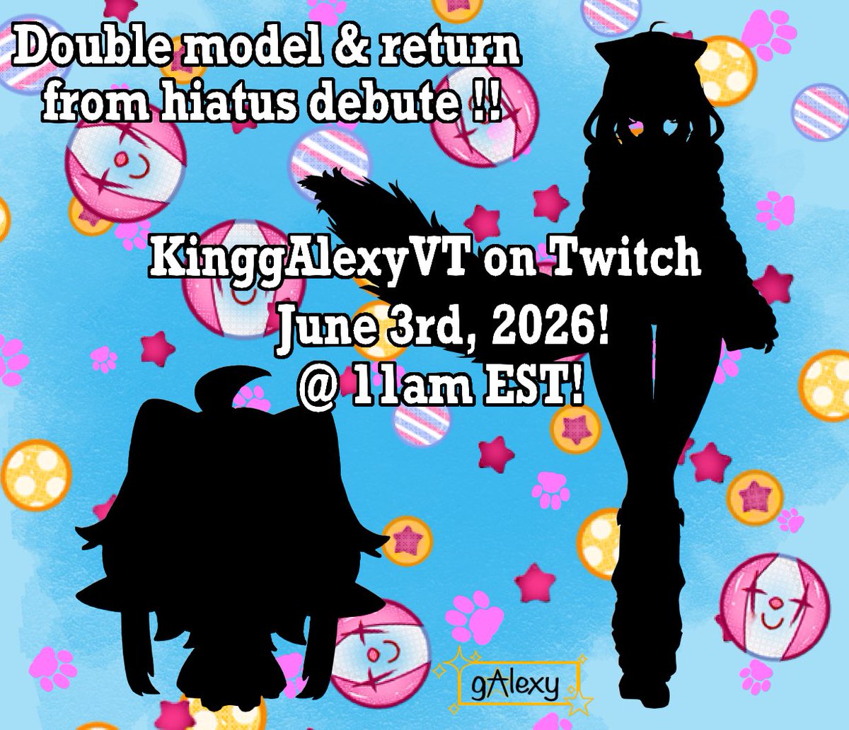 KinggAlexyVT's tweet photo. OOOH HEY GUESS WHAT!!! I’m coming back from my hiatus with not just 1 model, but 2 MODEL DEBUTES!!!!!! 

Yeah I could space them out but uhhhh, don’t want to!! Anyway you should come join me on the 3rd next month at 11am EST over at: https://t.co/pY5PyFc0XL https://t.co/Jnt7cn6YyU