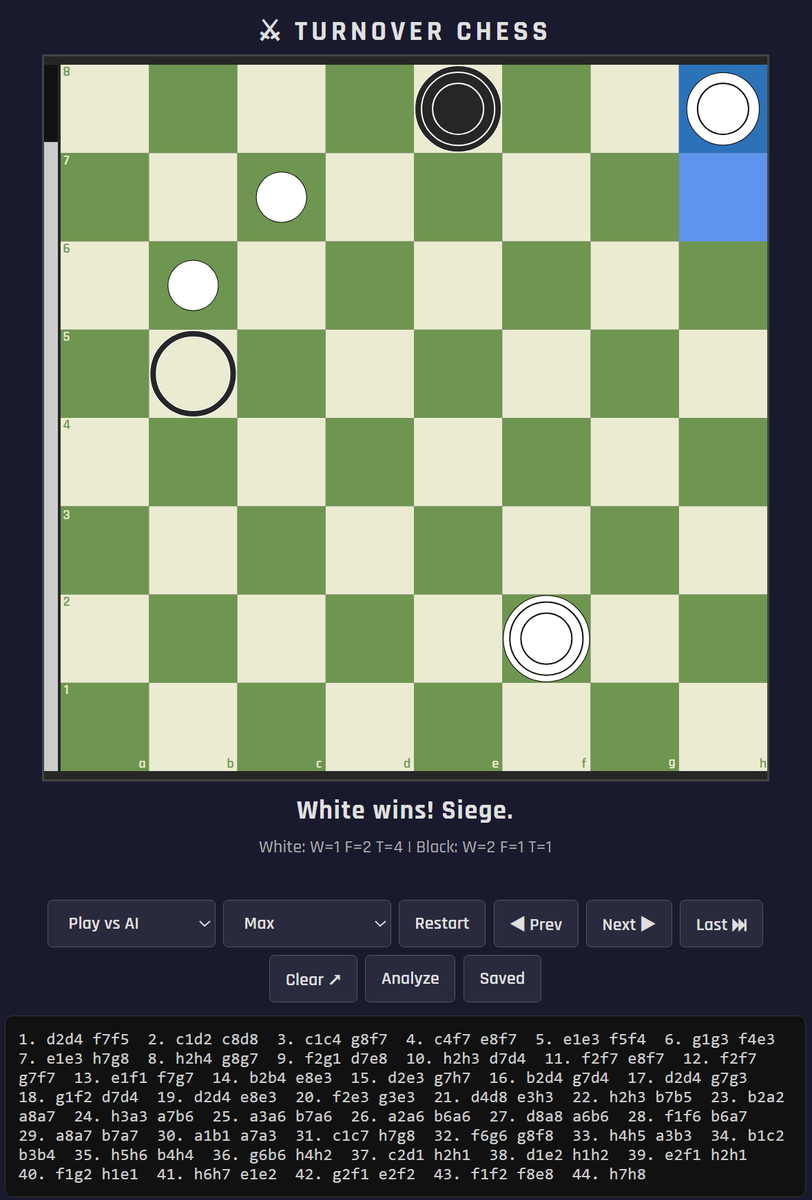 TurnoverChess's tweet photo. Around 40-50 moves if you play well.
https://t.co/QM47fG6iJf https://t.co/Mu52JyQZEn