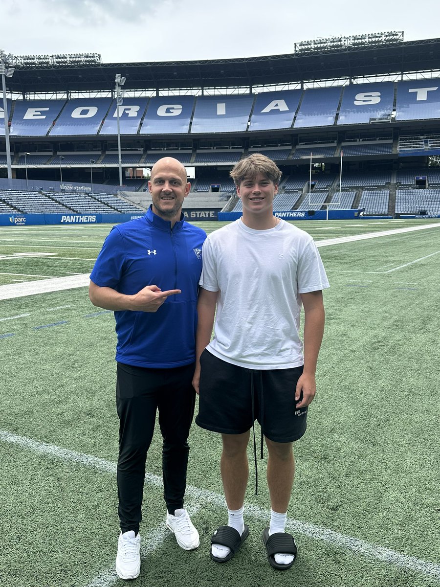 bradywendt2027's tweet photo. I had a great visit to @GeorgiaStateFB! Thank you @DellMcGee @Coach_Haneline and the entire coaching staff for your hospitality! 

@MCFootballCoach 
@coachjlovelady 
@MC_Recruiting 
@coachGPhillips 
@CFravel247 
@TheUCReport 
@sixstarfootball 
@RecruitGeorgia 
@SunBeltFB https://t.co/ahYBpOPiIg