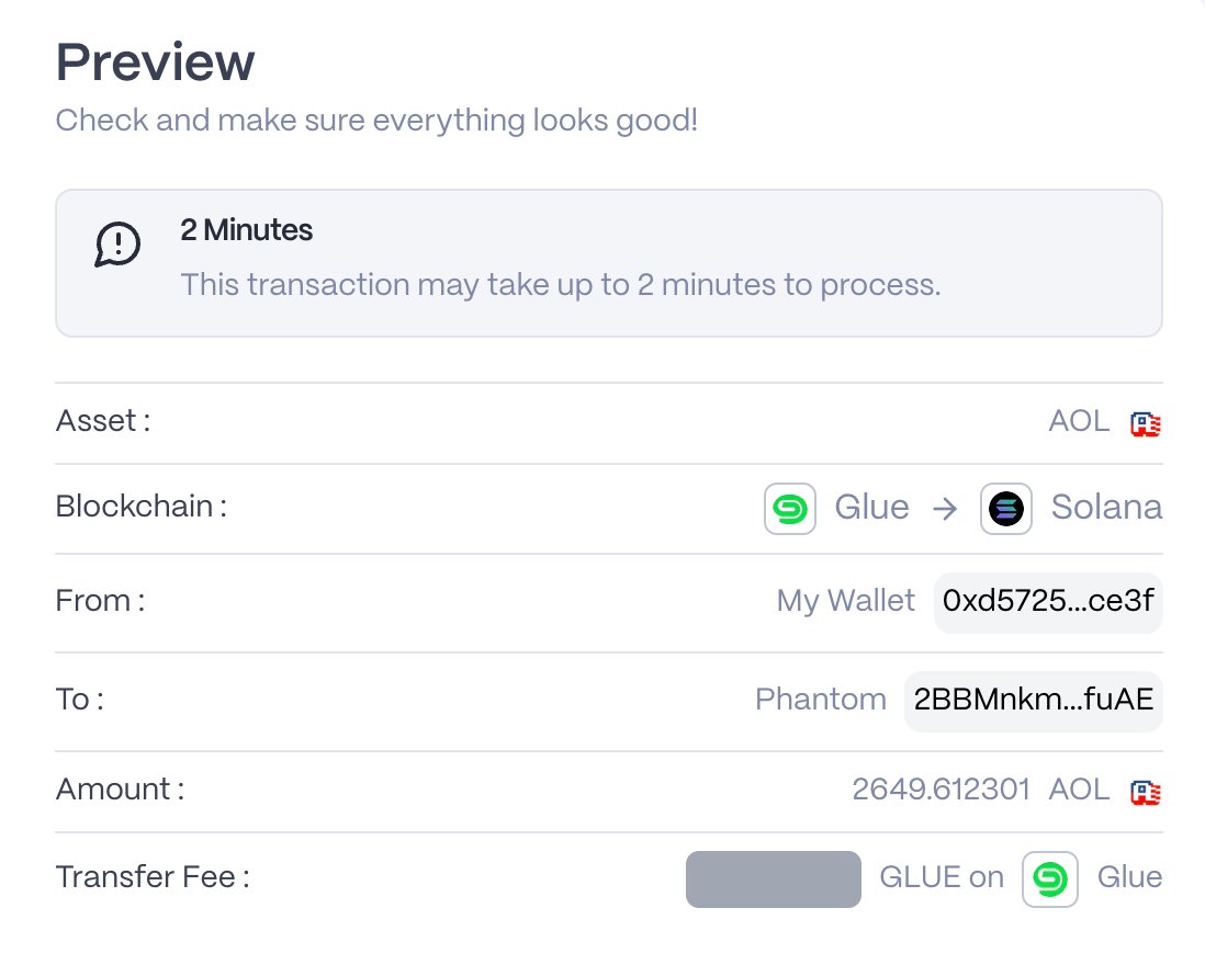 GlueNet's tweet photo. Sending assets shouldn’t feel stressful

On Glue Hub, every transfer comes with a clear preview before you confirm

So you know exactly what’s happening https://t.co/KGTI2REyeh