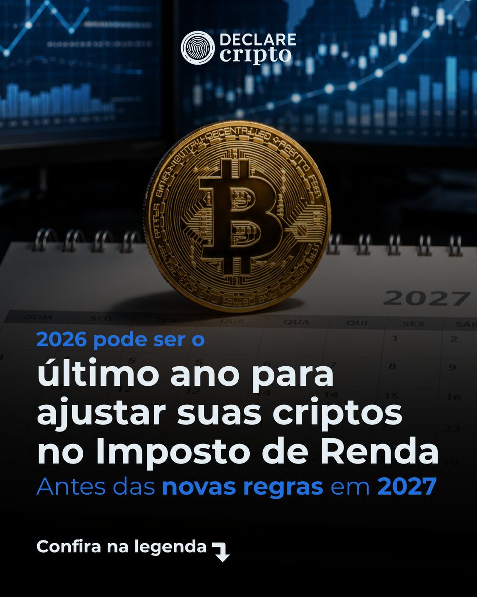 DeclareCripto's tweet photo. O cenário para quem investe em cripto no Brasil está mudando.

2027 deve trazer regras mais rígidas, aumento no cruzamento de dados e mais fiscalização sobre operações em criptomoedas.

Por isso, muita gente está aproveitando 2026 para finalmente organizar a parte cripto do Imposto de Renda enquanto ainda existe margem para ajustar tudo com mais tranquilidade.

E se você ainda não conseguiu estruturar toda a parte de cripto da declaração, existe uma estratégia importante nessa reta final:

você faz a entrega do IRPF agora
e a Declare Cripto cuida posteriormente da retificação da parte cripto, com mais revisão, organização e segurança.

Porque neste momento, o maior erro é simplesmente deixar para depois sem nenhum planejamento.

Clique no link da BIO e fale com a equipe da Declare Cripto.