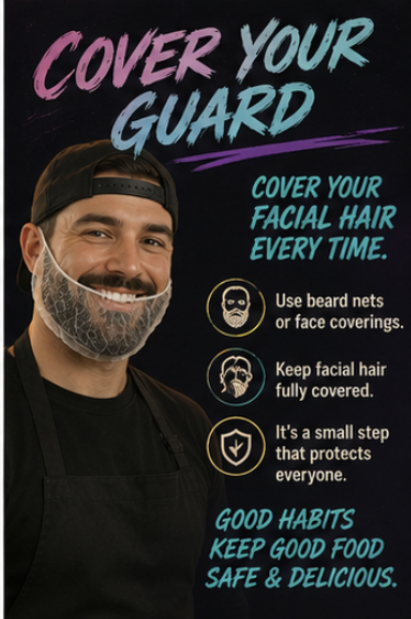 FoodSafetyClass's tweet photo. 🧔🧼 Cover your guard

Facial hair coverings help keep food safe and customers protected ✨

Good habits behind the counter make every meal better 😎

#FoodSafety #KitchenSafety #FoodSafetyConnection #SafeFood #HealthyHabits https://t.co/2NAMsLW695