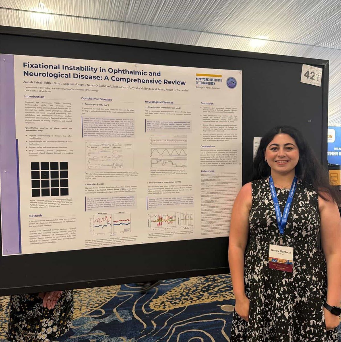 NYITCOMDO's tweet photo. Congrats to Nancy Mahfouz Ossama on presenting 2 posters at #VSS2026!
Topics included medical imaging display standards and fixational instability in ophthalmic &amp; neurological disease. Outstanding work advancing vision science research alongside fellow collaborators and mentors. https://t.co/XS910caTHW