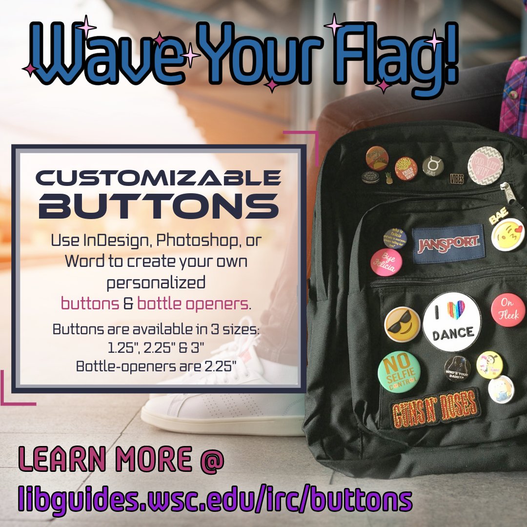 ConnLibrary's tweet photo. Show off your style! 🎨

Create your own customizable buttons and bottle openers at the IRC, 2nd floor of the library. Let your creativity shine! 🌟 Learn more and start designing today: https://t.co/m72P4bTffn 

#CustomButtons #ExpressYourself #WayneStateCollege https://t.co/JiNSDsxmKd