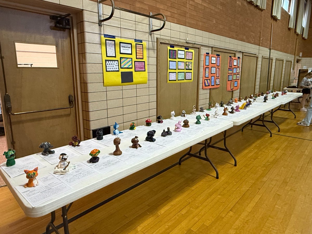 BGSchools's tweet photo. Conneaut Elementary’s 5th Grade Arts Assembly showcased creativity, collaboration, and innovation! Students shared tessellations, biome dioramas, collaborative art/ELA bobblehead projects, and original app concepts developed through research, design, marketing, and teamwork. https://t.co/iq6XrHbLmX