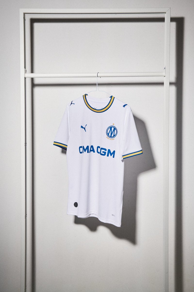 TheShirtUnion's tweet photo. ⬜️| @OM_English Home 26/27

Yellow and blue trim for next season’s home shirt. Giving us Leeds United vibes. https://t.co/pfhwAJvEYS