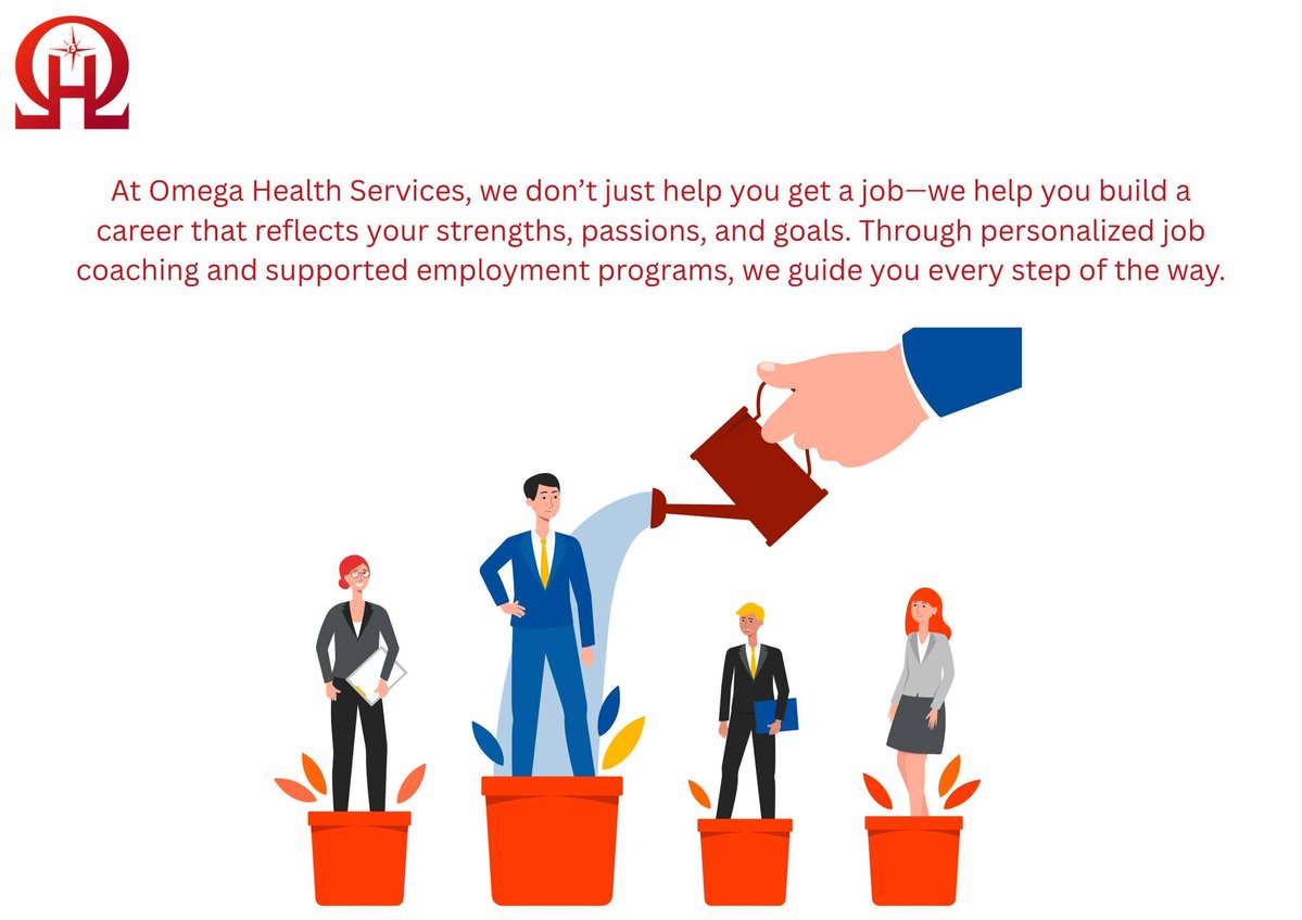 OmegaWorkz's tweet photo. At Omega Health Services, we don’t just help you get a job—we help you build a career that reflects your strengths, passions, and goals. Through personalized job coaching and supported employment programs, we guide you every step of the way. https://t.co/X405ziHoxh
